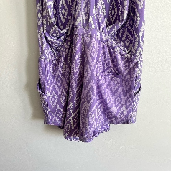 Tasc Organic Cotton Bamboo Festival Drawstring Open Halter Back Purple Romper - Picture 13 of 13